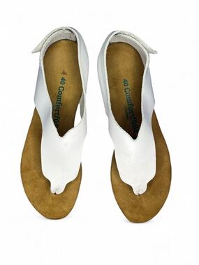 Comfortfusse Womens Brown Leather Sole White Toe Ring Sandals EU 40